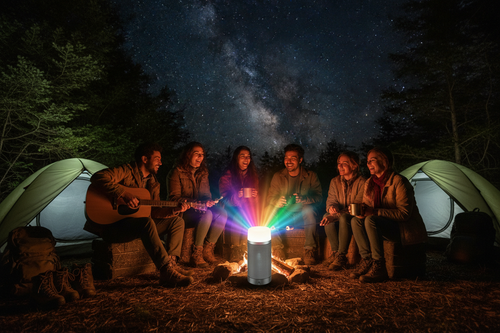 7-Color Rechargeable Camping Lantern Lifestyle